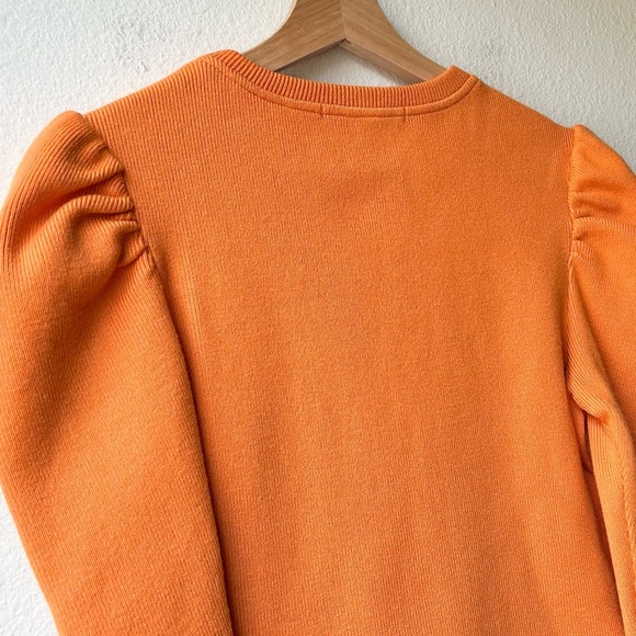 Johnathan Simkhai Orange Recycled Ribbed Puff 3/4 Sleeve Knit Sweater Top Sz S - Picture 7 of 11